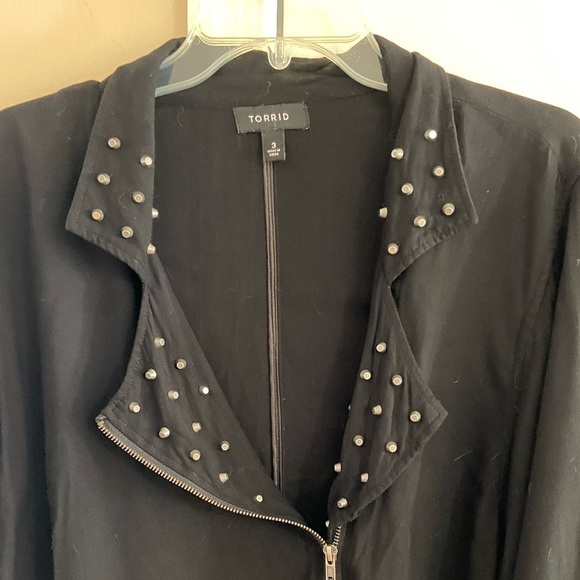 Torrid black jacket blazer zip up moto style studded 3X - Picture 6 of 12